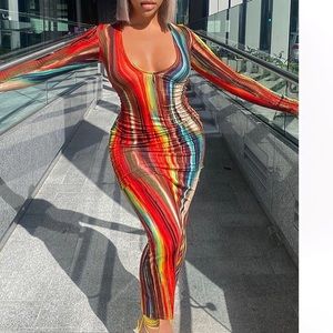 work of Art Long Sleeve maxi dress